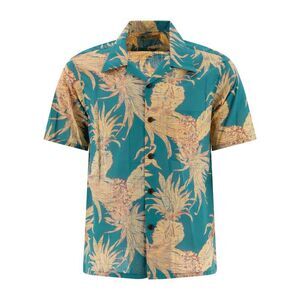 TOYO ENTERPRISE Men's Short Sleeve Hawaiian Shirt with Pineapple Print Men BLUE